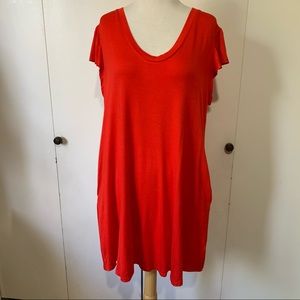 Umgee I’m her Red Ruffled Sleeve T-shirt Dress